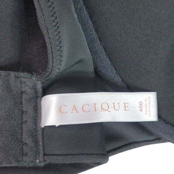 Cacique Boost Plunge Bra Black 40D Underwire Adjustable Strap Seamless Cup Mold - Picture 8 of 9